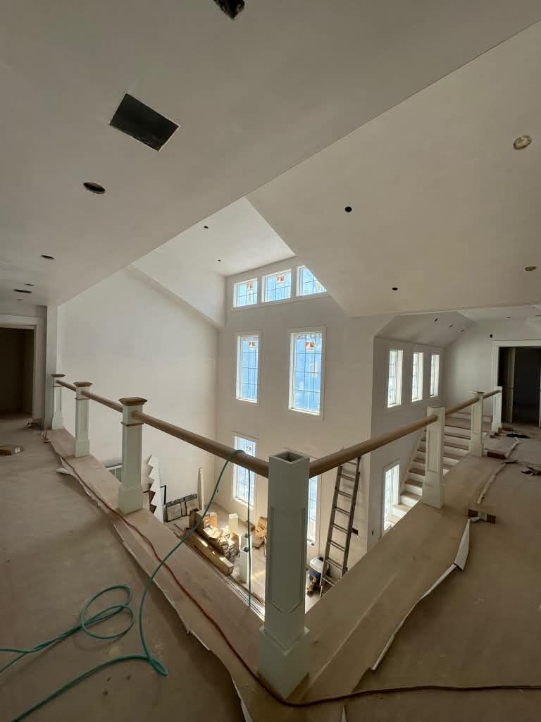 Loft railing with square newel posts
